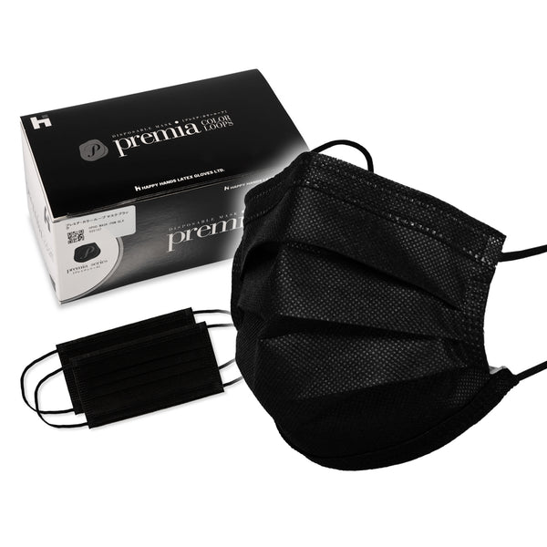 プレミア・カラーループ 3層マスク|ブラック