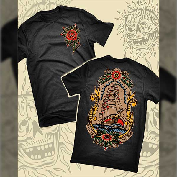 Rose Ship TEE|ブラック