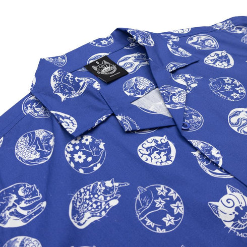 CURLED CAT VACATION SHIRT|ブルー