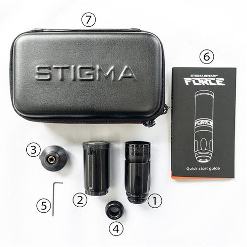 Stigma-Rotary| Force Wireless Tattoo Machine + Power Pack + RCA Adapter - 2.8mm|ブラック