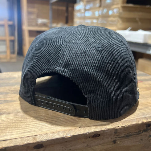 Black Burning Rose Corduroy SnapBack