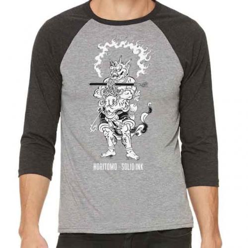 SOLID INK-HORITOMO Raglan Oni 3/4 Sleeve Grey