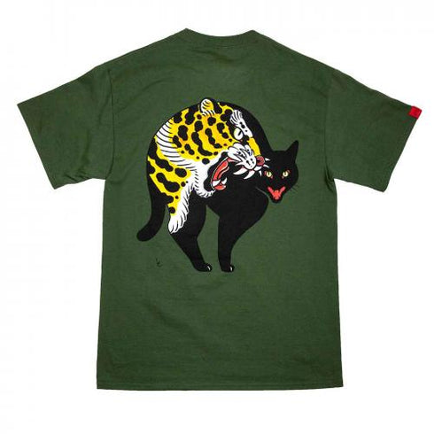 【SALE】Traditional Jaguar Cat Tee Olive