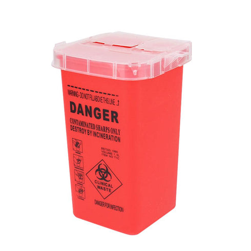 Tattoo Sharps Bin 1L Red