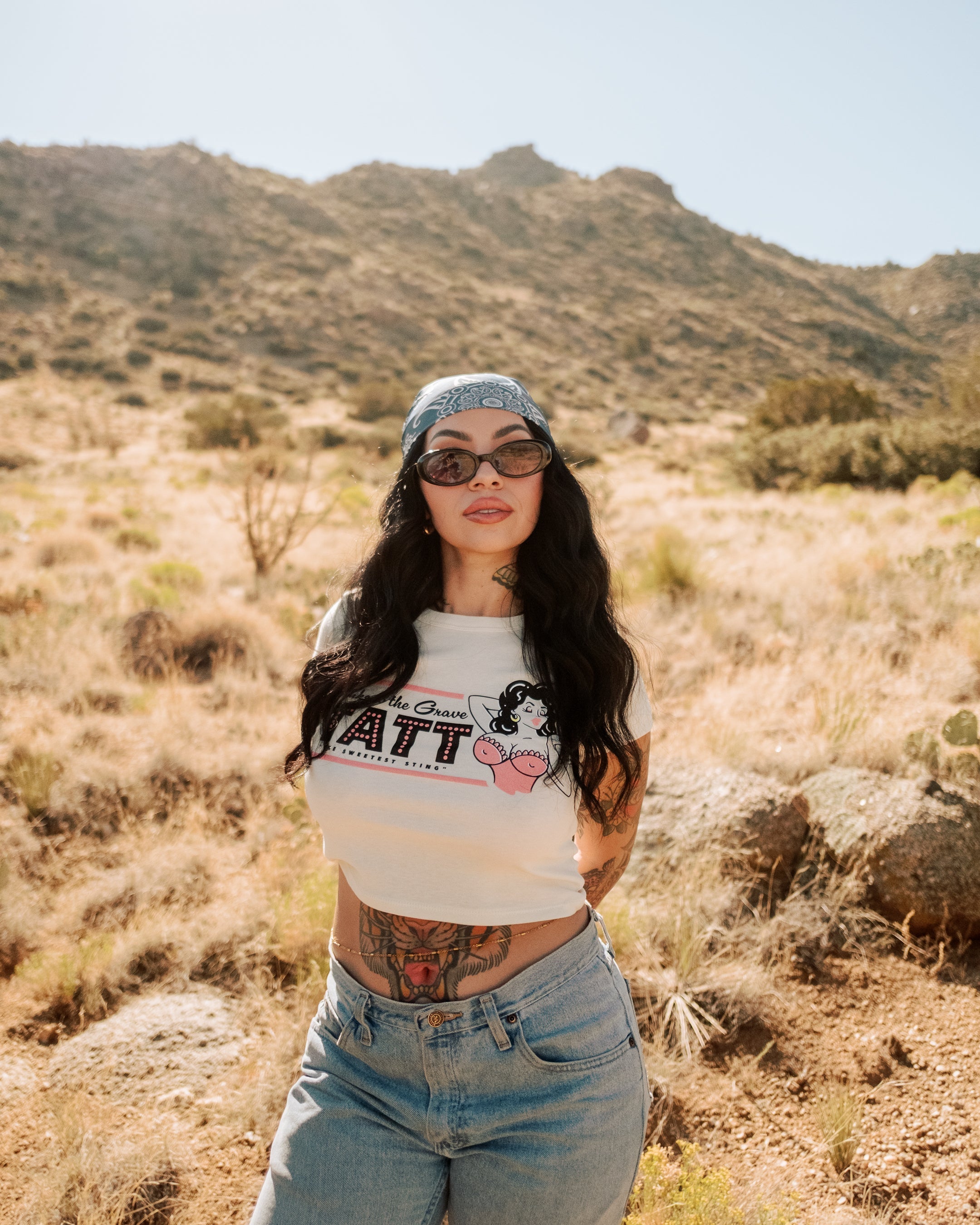 Tattoo Ribbed Womens Baby Tee
