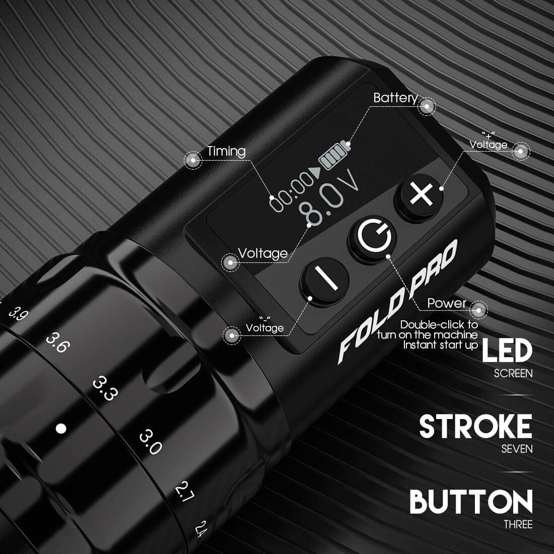 Dragonhawk|Fold Pro|ストローク調整可能 バッテリー2個付