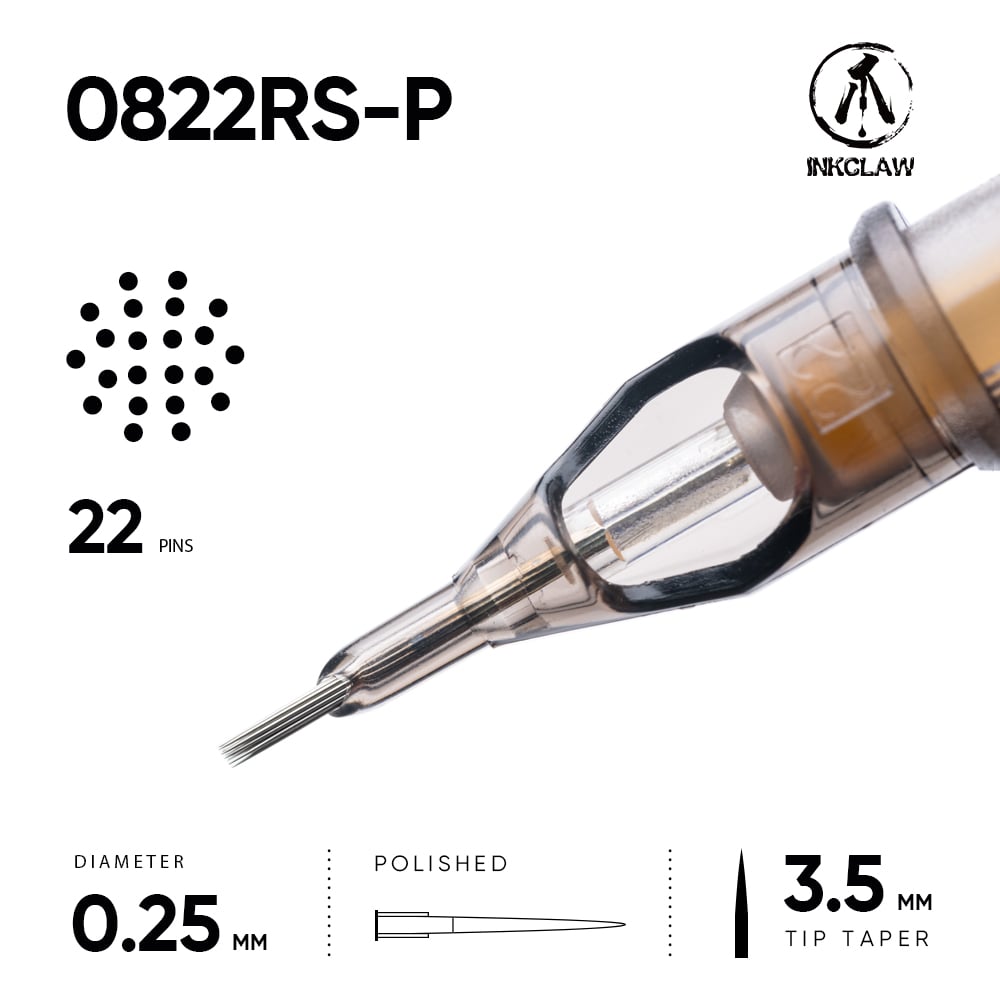 Inkclaw｜22 Rシェーダー(0.25mm RS) Tattoo Cartridges 10本/1箱