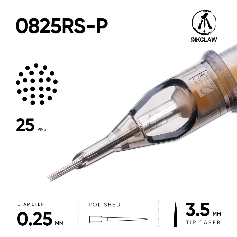 Inkclaw｜25 Rシェーダー(0.25mm RS) Tattoo Cartridges 10本/1箱