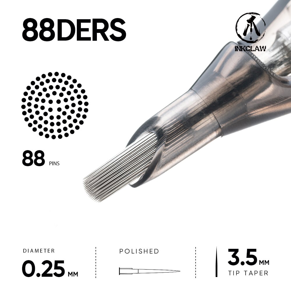 Inkclaw｜88 ドームエッジRシェーダー(0.25mm DERS) Tattoo Cartridges 10本/1箱