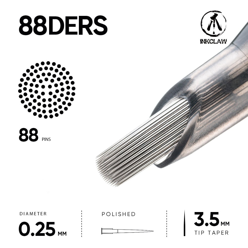 Inkclaw｜88 ドームエッジRシェーダー(0.25mm DERS) Tattoo Cartridges 10本/1箱