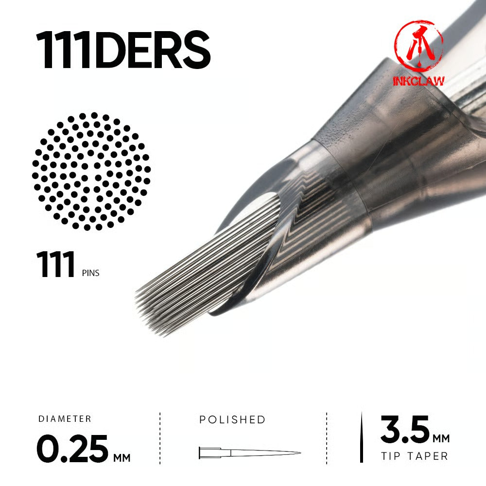 Inkclaw｜111 ドームエッジRシェーダー(0.25mm DERS) Tattoo Cartridges 10本/1箱