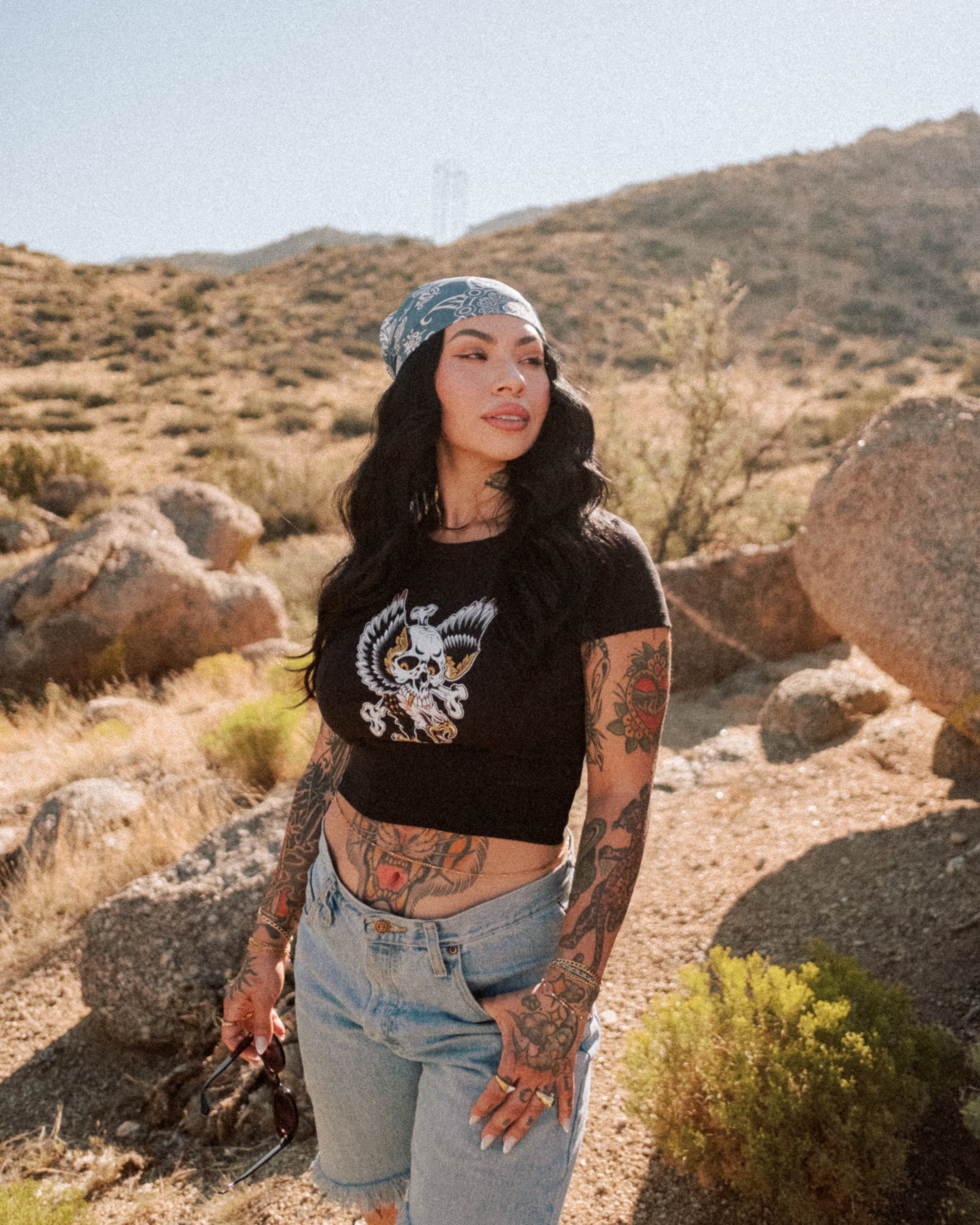 Eagle Ribbed Womens Baby Tee