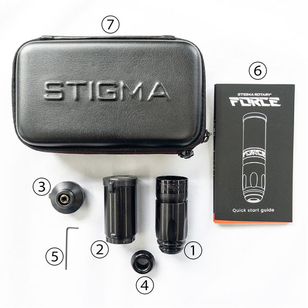 Stigma-Rotaryスティグマ Force  Wireless Tattoo Machine + Power Pack + RCA Adapter - 4.5mm ブラック