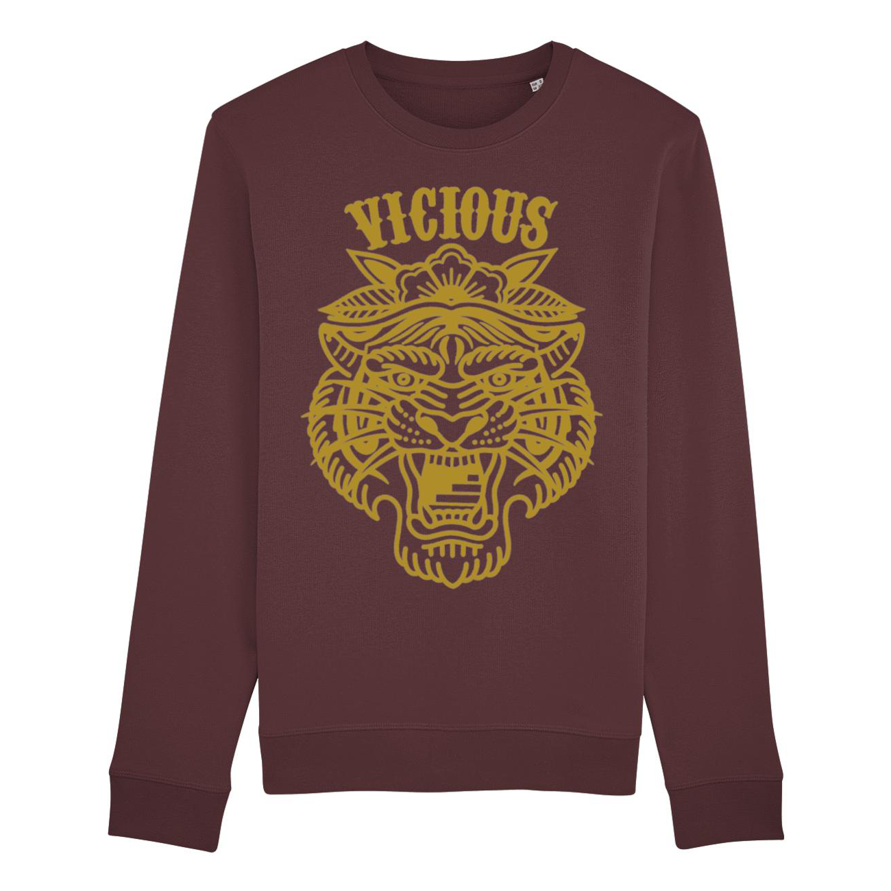 Dry Stone Vicious Tiger - Burgundy and Gold Sweatshirt (Unisex)