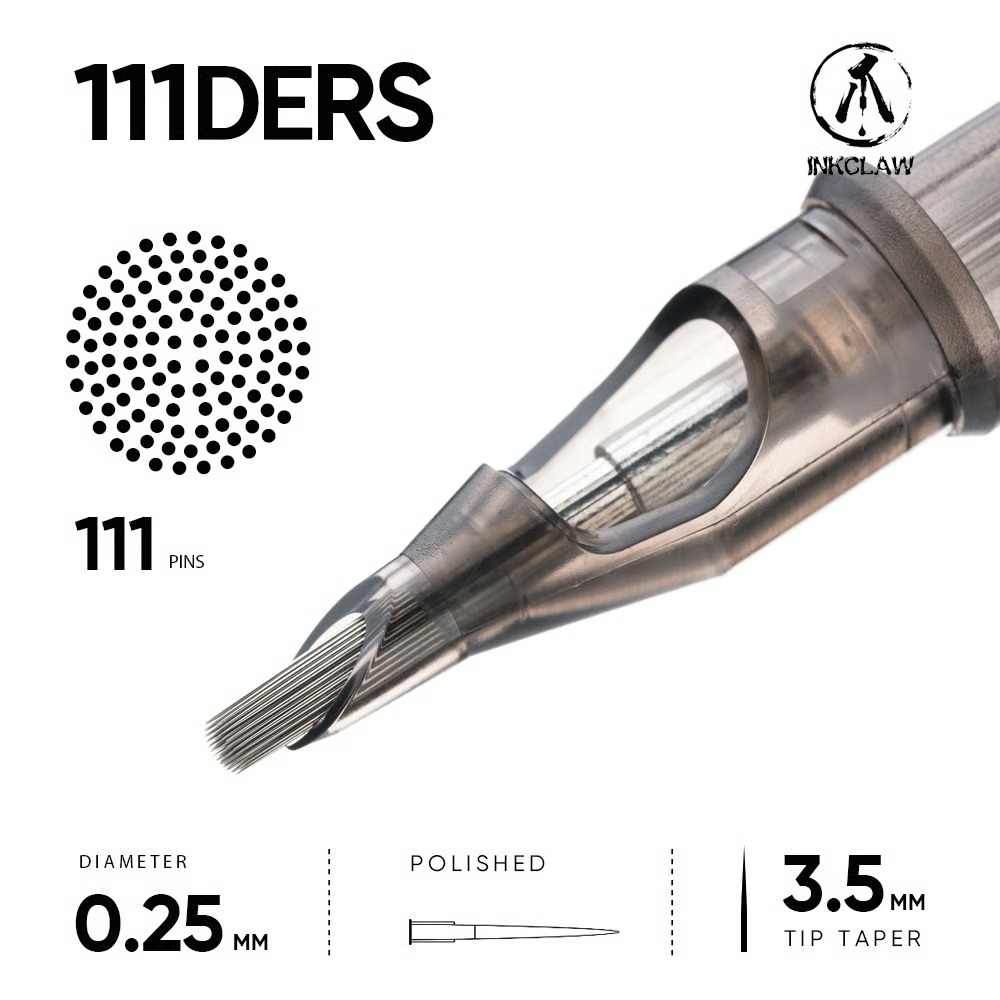 Inkclaw｜111 ドームエッジRシェーダー(0.25mm DERS) Tattoo Cartridges 10本/1箱