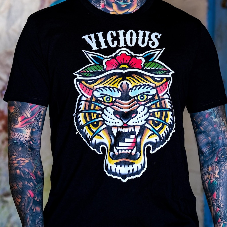 Dry Stone Vicious Tiger T-Shirt - Black (Unisex)