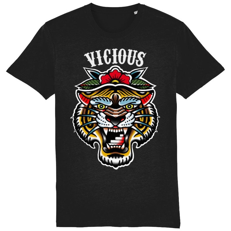 Dry Stone Vicious Tiger T-Shirt - Black (Unisex)