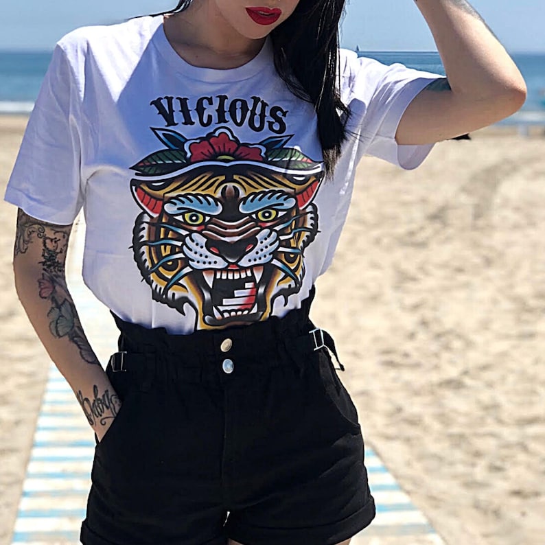 Dry Stone Vicious Tiger T-Shirt - White (Unisex)