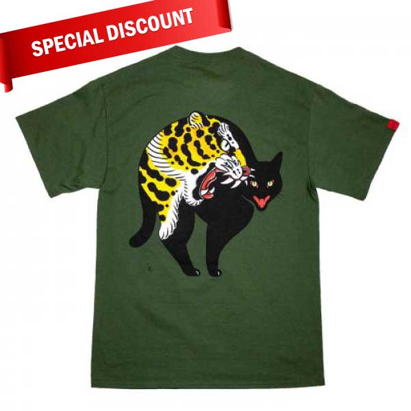 【SALE】Traditional Jaguar Cat Tee Olive